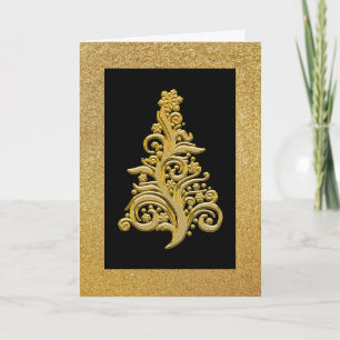 Carte de Noël élégante à paillettes dorées et noir