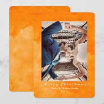 Carte de Noël élégante aquarelle orange roux