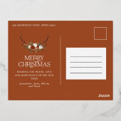 Carte de Noël élégante avec botanique noir et cerf (Verso)