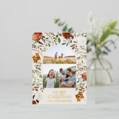 Carte de Noël élégante avec botanique noir et cerf (Debout devant)