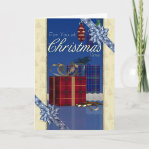 Carte De Noël - Élégante Avec Cadeaux Et Vaches