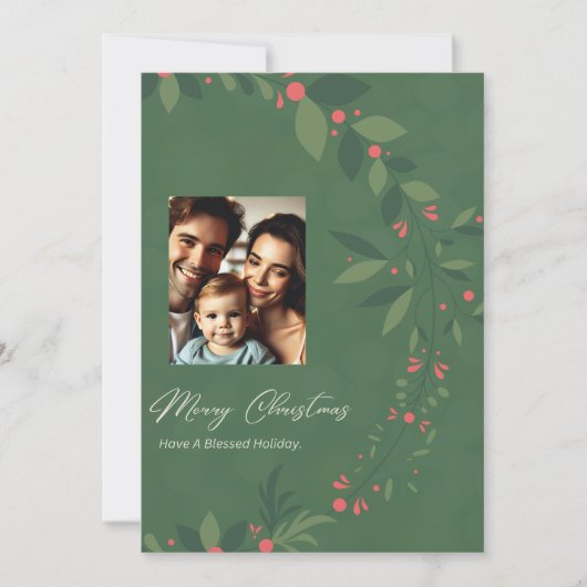 Carte de Noël élégante avec conception de verdure (Devant)