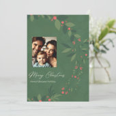Carte de Noël élégante avec conception de verdure (Debout devant)