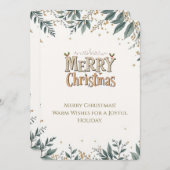 Carte de Noël élégante avec feuillage festif. (Devant / Derrière)