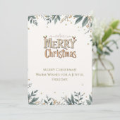 Carte de Noël élégante avec feuillage festif. (Debout devant)