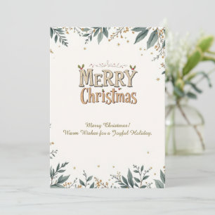 Carte de Noël élégante avec feuillage festif.