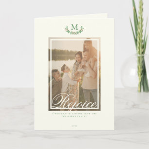 Carte de Noël élégante avec monogramme pour photo