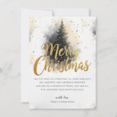 Carte de Noël élégante avec peinture aquarelle dor (Devant)