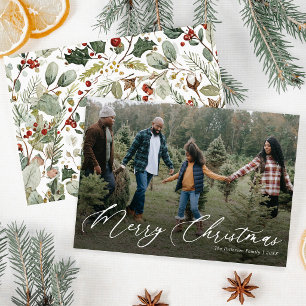 Carte de Noël élégante avec photo botanique