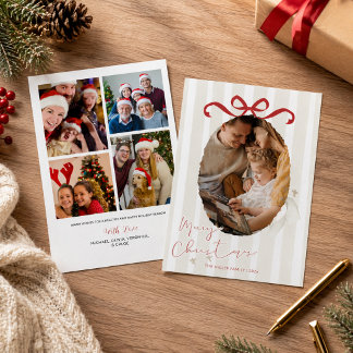 Carte de Noël élégante avec photo de famille