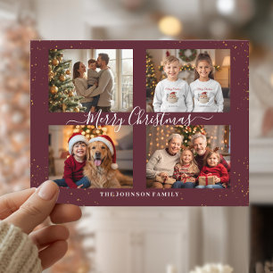Carte de Noël élégante avec quatre photos