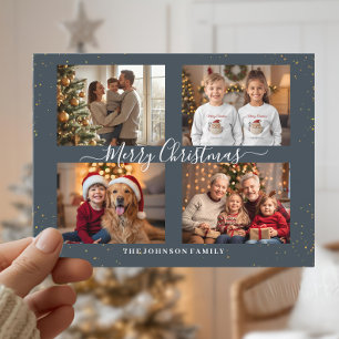 Carte de Noël élégante avec quatre photos