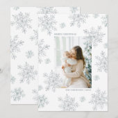 Carte de Noël élégante blanche flocon de neige (Devant / Derrière)