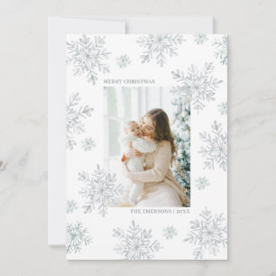 Carte de Noël élégante blanche flocon de neige