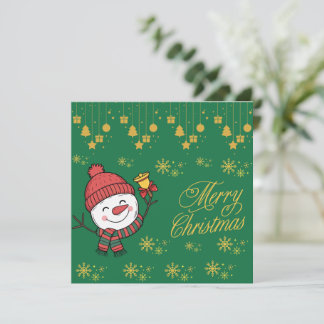Carte de Noël Élégante Bonhomme de Neige