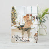 Carte de Noël élégante en or avec 4 photos (Debout devant)