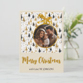 Carte de Noël élégante or et noir à personnaliser (Debout devant)