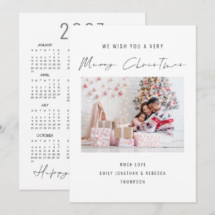 Carte de Noël Élégante Photo Calendrier 2027