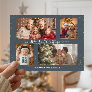 Carte de Noël élégante pour 4 photos