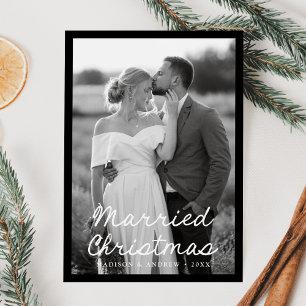 Carte de Noël élégante pour couples mariés - Noir 