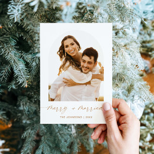 Carte de Noël élégante pour jeunes mariés avec pho