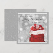 Carte de Noël élégante rouge et argentée (Devant / Derrière)