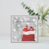 Carte de Noël élégante rouge et argentée (Debout devant)