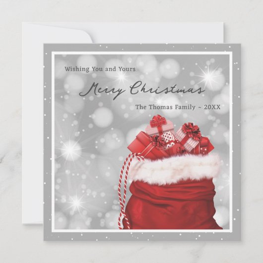Carte de Noël élégante rouge et argentée (Devant)