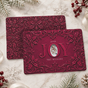 Carte de Noël élégante vintage baroque avec photo