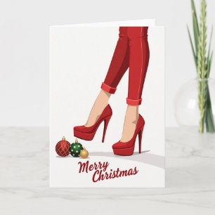 Carte de Noël Élégantes Talons Rouges