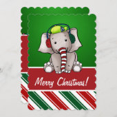 Carte de Noël éléphant (Devant / Derrière)