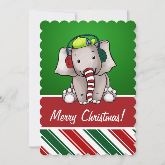 Carte de Noël éléphant (Devant)