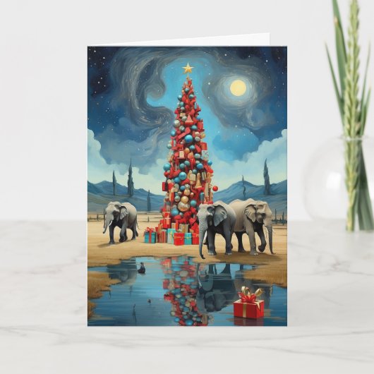 Carte de Noël Eléphant Abstrait | Vacances moderne (Devant)