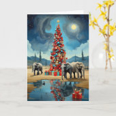 Carte de Noël Eléphant Abstrait | Vacances moderne (Fleur jaune)