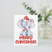 Carte de Noël Eléphant Aquarelle (Debout devant)