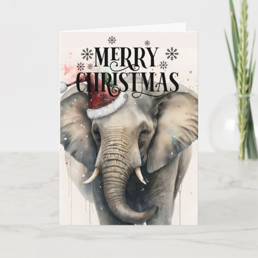 Carte de Noël éléphant mignon (Devant)