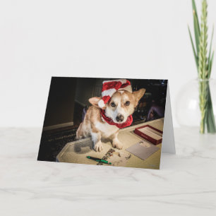 Carte de Noël Elf Corgi