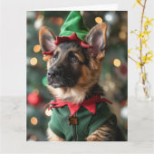 Carte de Noël Elf Elf Puppy Shepherd allemand (Fleur jaune)
