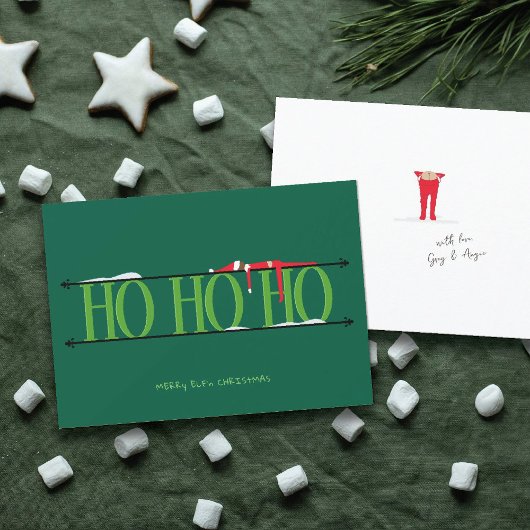 Carte de Noël Elf Shenanigans Flat Hunter Green