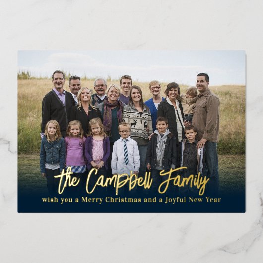 Carte de Noël en aluminium à la joie en famille (Recto)