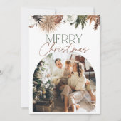 Carte de Noël en Arc Rustique Beige Vert (Devant)