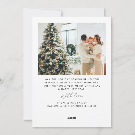 Carte de Noël en Arc Rustique Beige Vert (Dos)