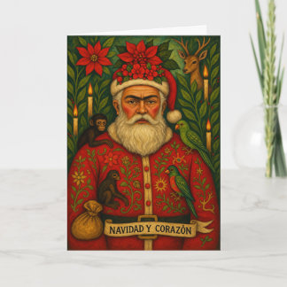 Carte de Noël en art folklorique de Santa | Navida