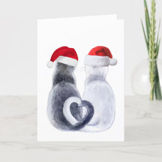 Carte de Noël en chat mignonne avec chapeau de Pèr