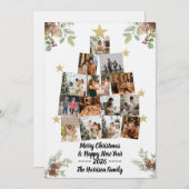 Carte de Noël en collage avec l'arbre de Noël fami (Devant / Derrière)