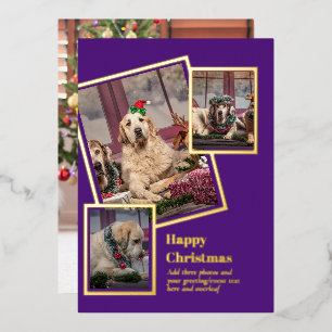 Carte de Noël en collage PHOTO avec FEUILLE D'OR R