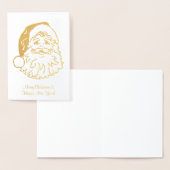 Carte de noël en feuille d'or avec tête Père Noël (Affichage)