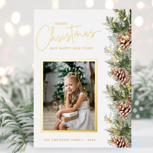 Carte de Noël en feuille d'or Photo