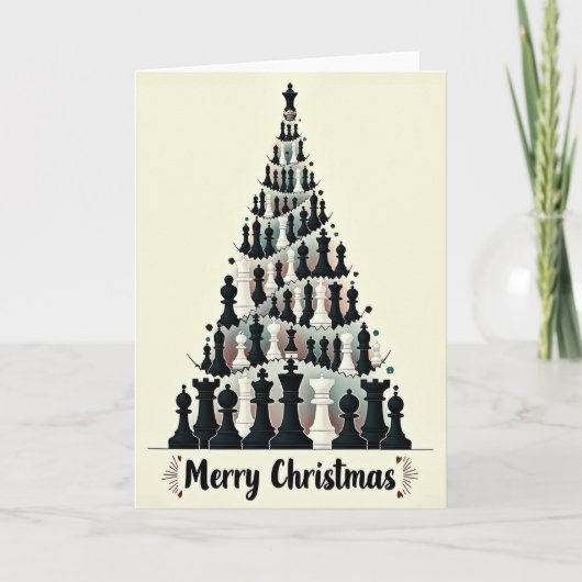 Carte de Noël en forme d'arbre d'échecs (Devant)