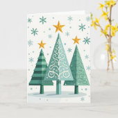 Carte de Noël en forme d'arbres graphiques (Fleur jaune)